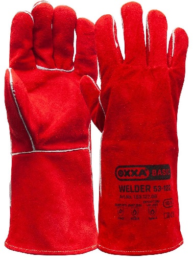 10435409 OXXA HANDSCHOEN WELDER 53-122, SPLITLEDER, ROOD,, MT 10/XL